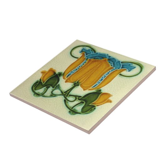 AN092アールヌーボーの再生のアンティークのタイル タイル (側面)