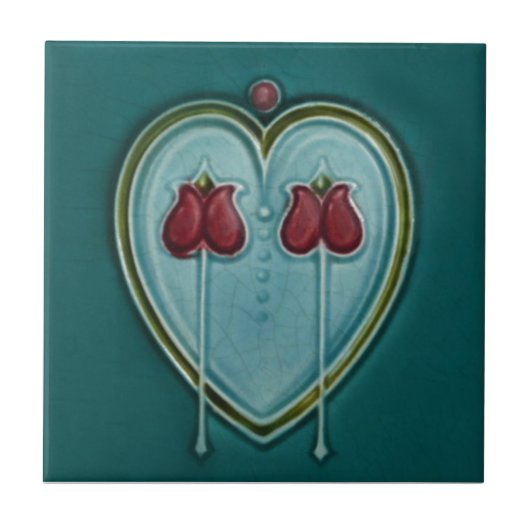 AN116アールヌーボーの再生のアンティークのタイル タイル (正面)