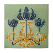 AN118アールヌーボーの再生のアンティークのタイル タイル (正面)