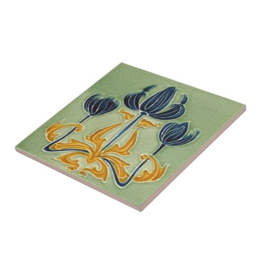 AN118アールヌーボーの再生のアンティークのタイル タイル (側面)