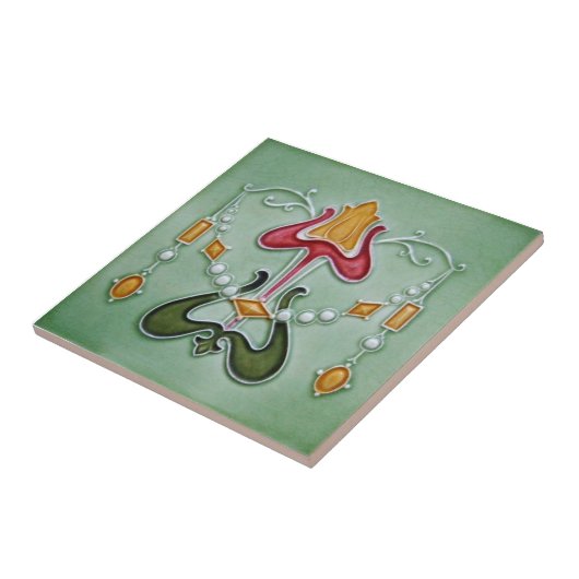 AN123アールヌーボーの再生のアンティークのタイル タイル (側面)