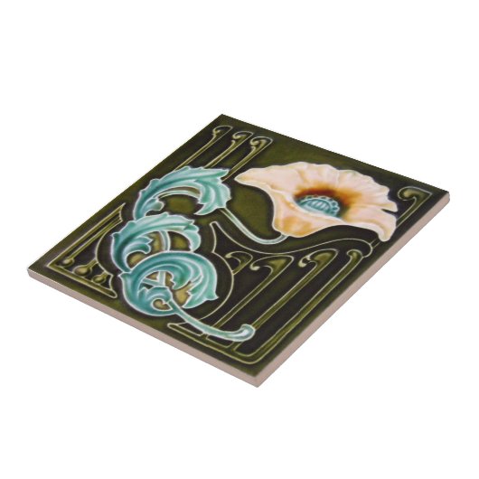 AN124アールヌーボーの再生のアンティークのタイル タイル (側面)
