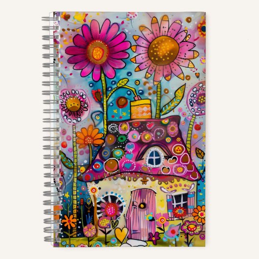*~* AN1  Floral Fantasy Art  Whimsical COTTAGE ノートブック (正面)