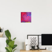An abstract painting of a blue sun and a red sky. ポスター (ホームオフィス)