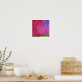 An abstract painting of a blue sun and a red sky. ポスター (キッチン)