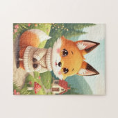 An adorable and cute fox character  ジグソーパズル (横)