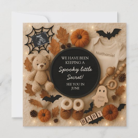 An adorable cozy fall pregnancy announcement  招待状 (正面)