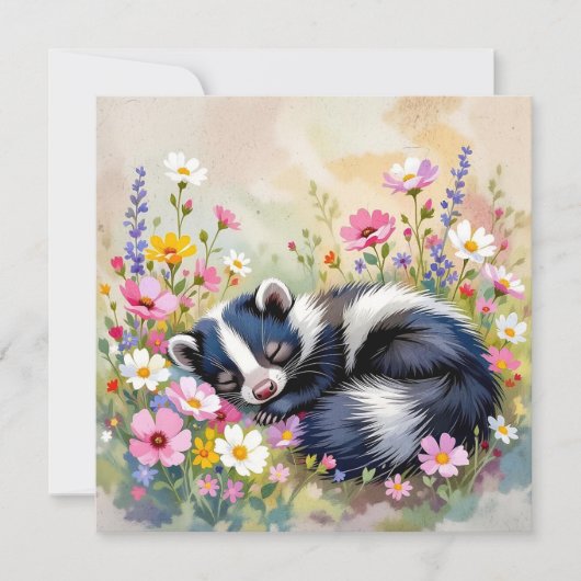 An Adorable Skunk Napping in Flowers (正面)