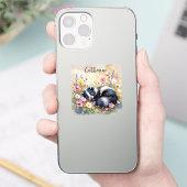 An Adorable Skunk Napping in Flowers Personalized シール (スマートフォン)