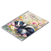 An Adorable Skunk Napping in Flowers Personalized ノートブック (左側)
