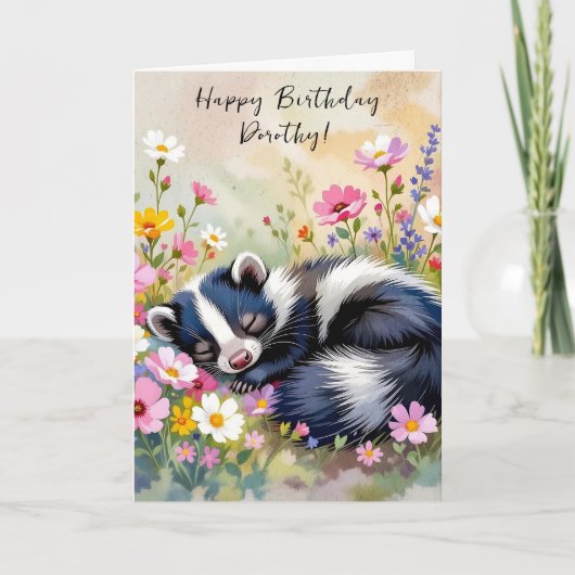 An Adorable Skunk Themed Personalized Birthday カード (正面)