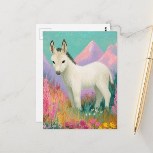 An Adorable White Donkey ポストカード (正面/裏面インサイチュ)