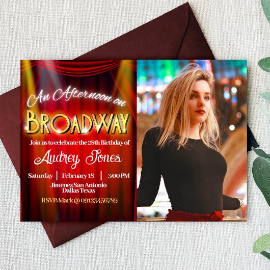 An Afternoon on Broadway Birthday with Photo 招待状