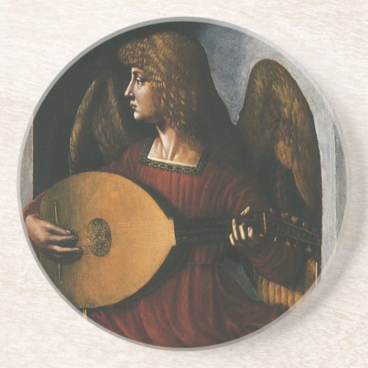 An Angel in Red with a Lute by Leonardo da Vinci コースター (正面)