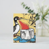 An Angry Minnesota Loon Melting Ice with Fire ポストカード (スタンド正面)