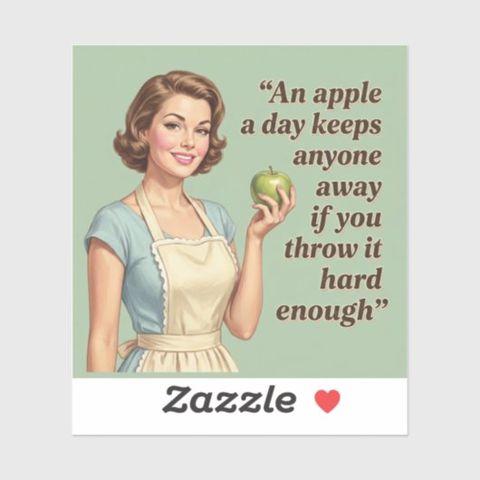 An Apple A Day Funny Sarcastic Retro Quote シール (シート)
