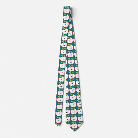 An apple with a red outline and green leaves ネクタイ (裏面)