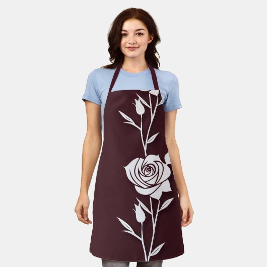 An Arrangement Of Minimalist Single Line Roses エプロン (着用した状態)