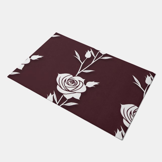 An Arrangement  Of Minimalist Single Line Roses  ドアマット (アングル)