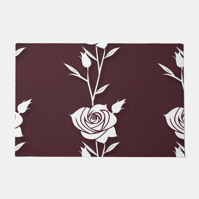 An Arrangement  Of Minimalist Single Line Roses  ドアマット (正面)