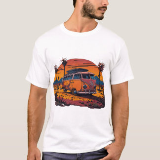 An artistic depiction of a retro VW bus Tシャツ