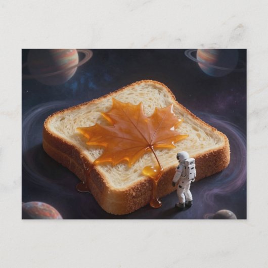 An astronaut with a breakfast maple syrup bread ポストカード (正面)