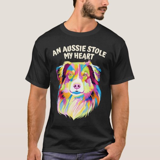 An Aussie Stole My Heart Australian Shepherd Rescu Tシャツ (正面)