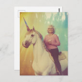 An elderly woman riding her unicorn ポストカード (正面/裏面)
