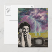 An electrifying retro style collage of a woman ポストカード (正面/裏面)