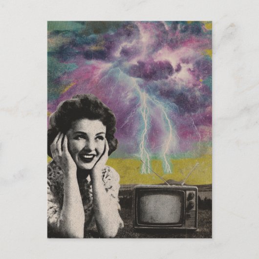 An electrifying retro style collage of a woman ポストカード (正面)