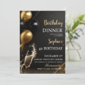 An elegant black birthday invitation 招待状 (スタンド正面)