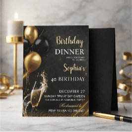 An elegant black birthday invitation 招待状
