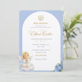 An Elegant Blue & Gold Baptism invitation 招待状 (スタンド正面)