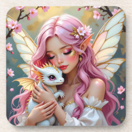 An Elegant Fairy and her Baby Dragon Personalized コースター