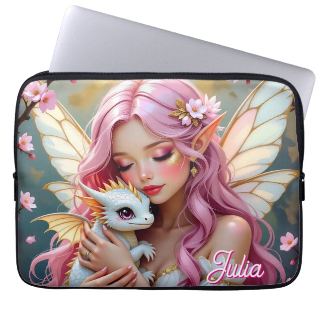 An Elegant Fairy and her Baby Dragon Personalized ラップトップスリーブ (正面)