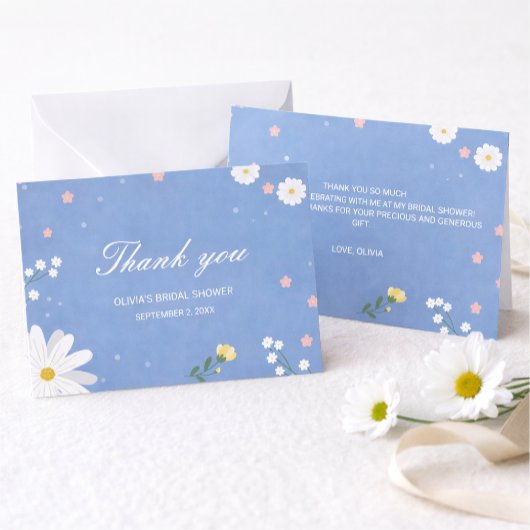 An elegant wedding in light blue with wildflowers. ノートカード
