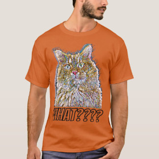 An image of a cat with a surprised look in a mosai tシャツ