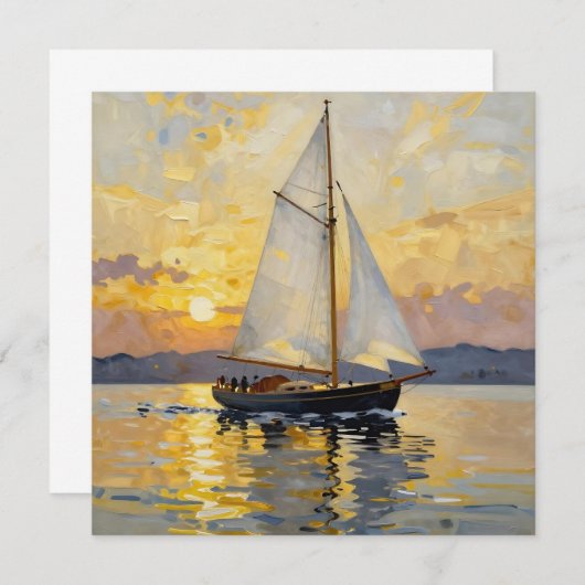 An Impasto Illustration of a Sailboat at Sunset (正面/裏面)