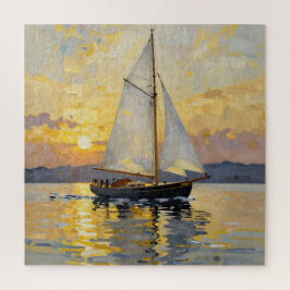 An Impasto Illustration of a Sailboat at Sunset ジグソーパズル
