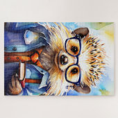 an intelligent watercolor Hedgehog ジグソーパズル (横)