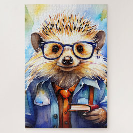 an intelligent watercolor Hedgehog ジグソーパズル