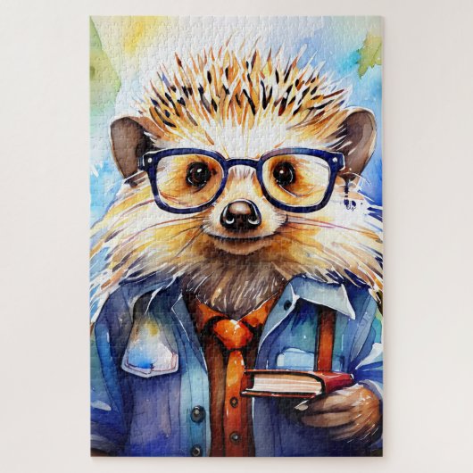 an intelligent watercolor Hedgehog ジグソーパズル (縦)