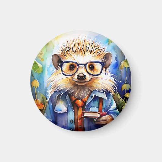 an intelligent watercolor Hedgehog マグネット (正面)