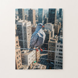 An origami pigeon in the city ジグソーパズル