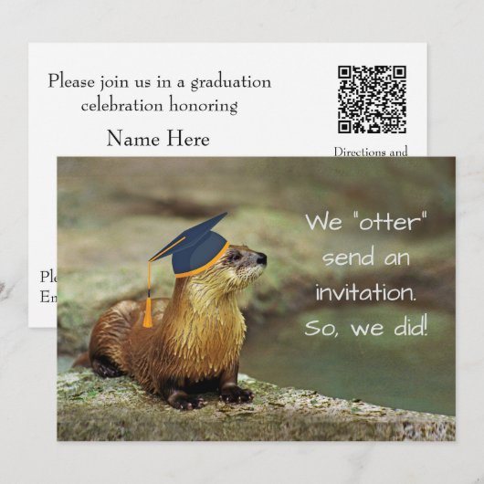 An Otter Graduation Party Invitation Card カード (正面/裏面)