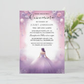 An Royal Gold Tiara Lilac Light Purple Quinceanera 招待状 (スタンド正面)