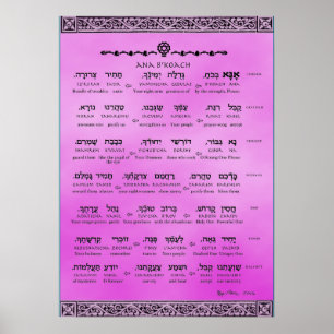 Ana b"Koach to Hebrew to English to Transliteratio ポスター