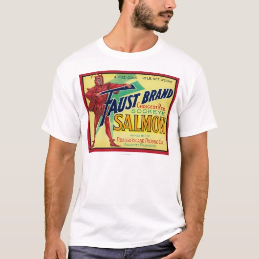 Anacortesのワシントン州-ファウストのサーモンピンクの例のラベル Tシャツ (正面)