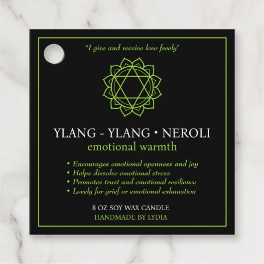 Anahata Heart Chakra Candle Label フェイバータグ (正面)