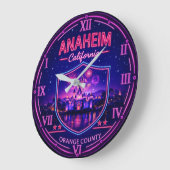 Anaheim California Neon Castle Orange County ラージ壁時計 (傾斜)